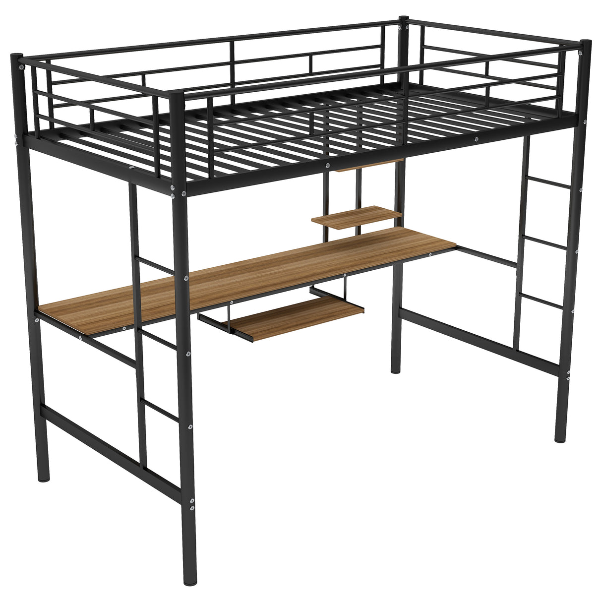 Loft Bed with Desk and Shelf Space Saving Design Twin