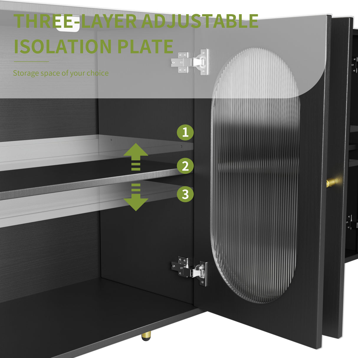 Modern Accent Sideboard Cabinet with Acrylic Doors, Freestanding Storage Cupboard Console Table for Kitchen Dining Black - V.I.P Digital Presence