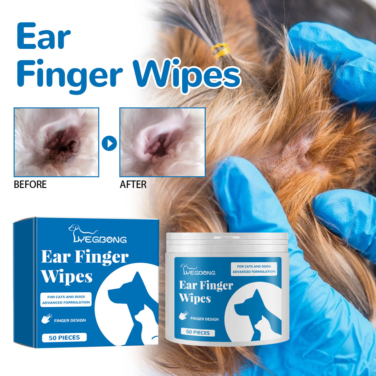 Pet Finger Wipes, Ear Care Finger Cover Ear Wax Ear Mite Cleaning Care - V.I.P Digital Presence