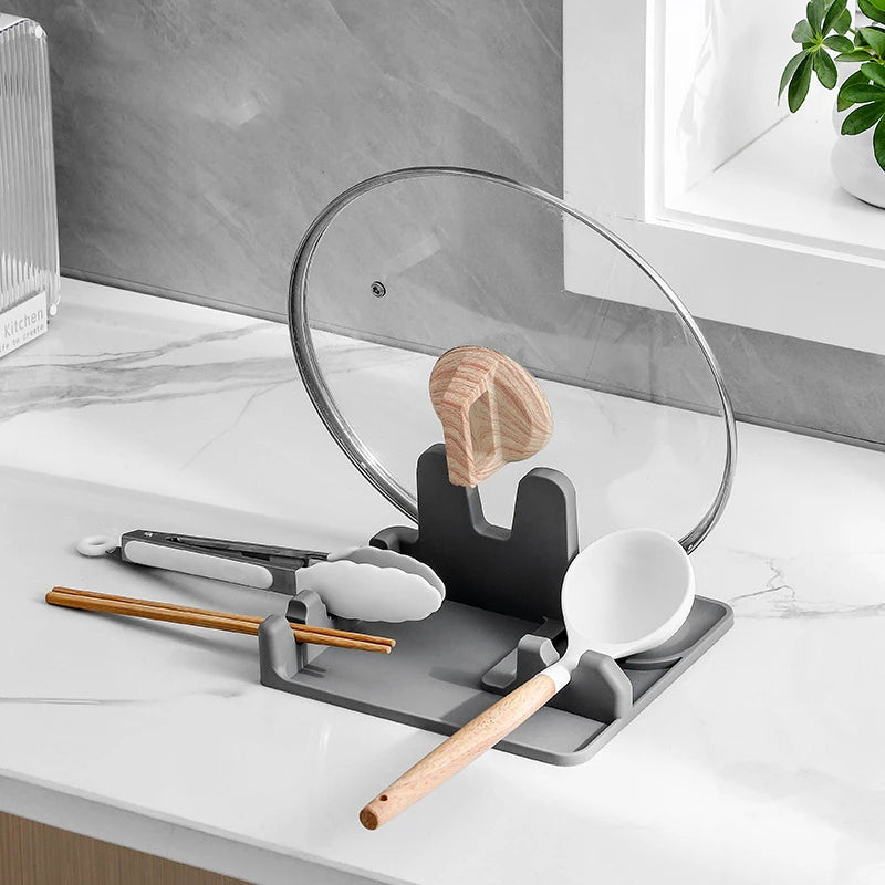 Silicone Pot Lid Rack, Kitchen Storage Rack, Pot Lid, Soup Spoon Pad, Seated Spatula Rack, Household Storage Rack - V.I.P Digital Presence