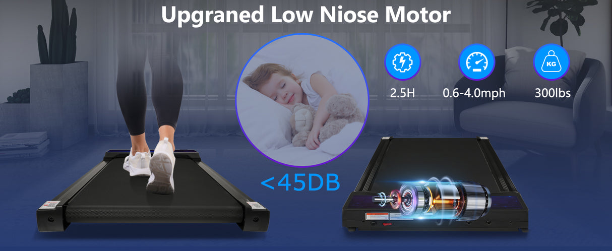 New 8.10 Walking Pad Under Home Desktop Treadmill -2.5HP Walking Treadmill 0.6-4MPH 300LBS Capacity Remote Control Battery - V.I.P Digital Presence