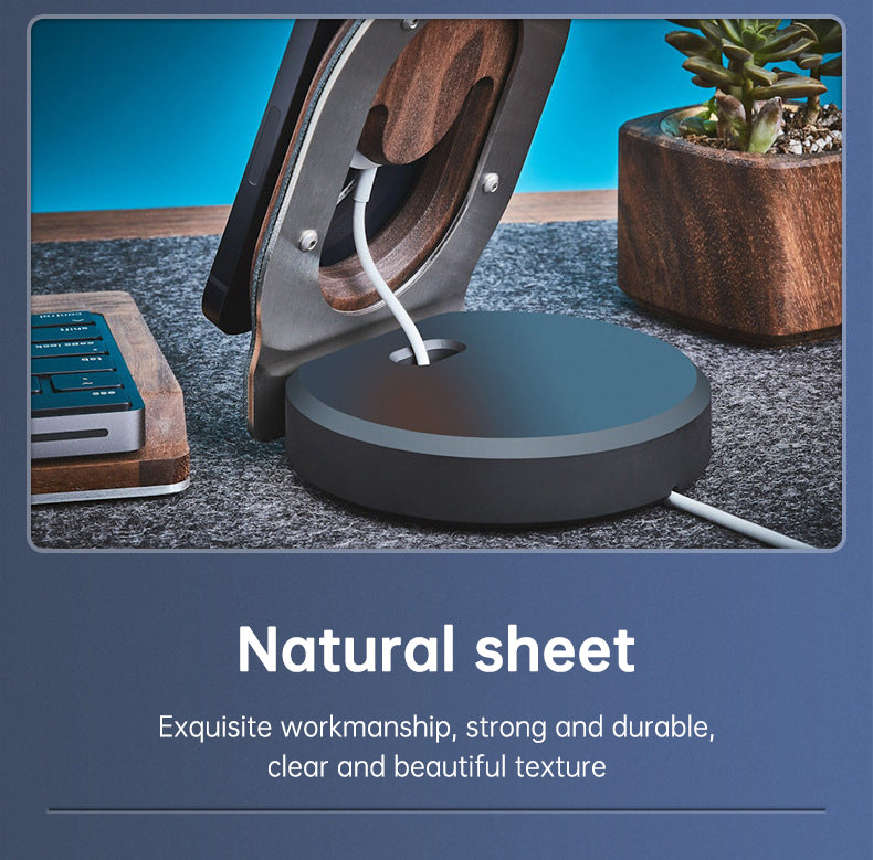 Wooden Desk Shelf Accessories Walnut Wireless Magnetic Charger Wireless Charging Stand For Magsafe - V.I.P Digital Presence