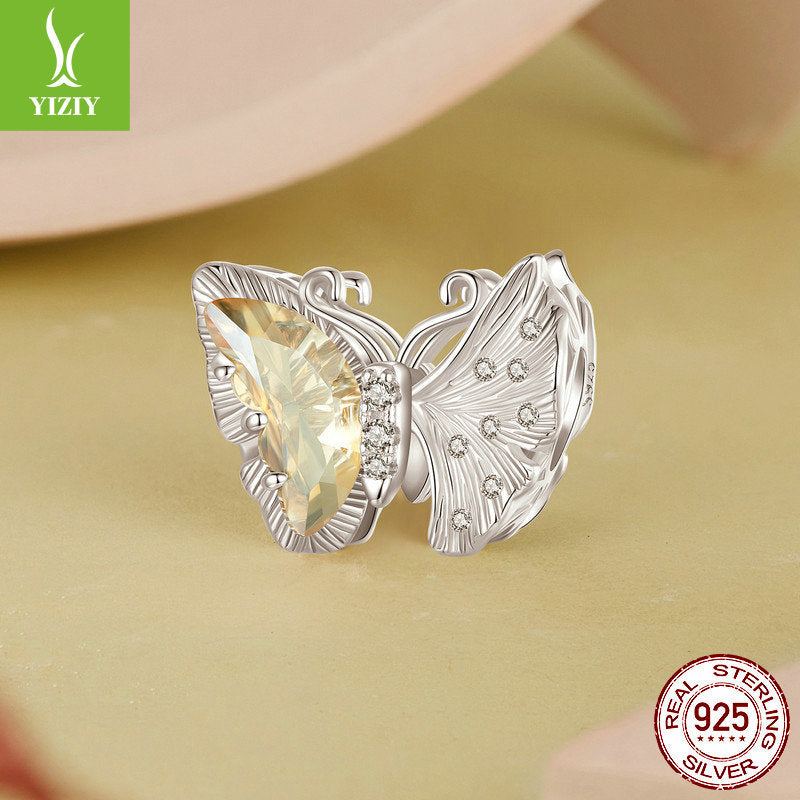 Yinziyun Original Ginkgo Butterfly DIY Bracelet Beads Forest Romantic Golden Butterfly s925 Pure Silver Beads - V.I.P Digital Presence