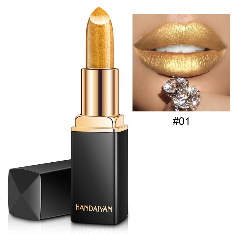HANDAIYAN Shiny Metallic Lipstick Pearlescent Color Change Warm Lipstick Gold lipstick - V.I.P Digital Presence