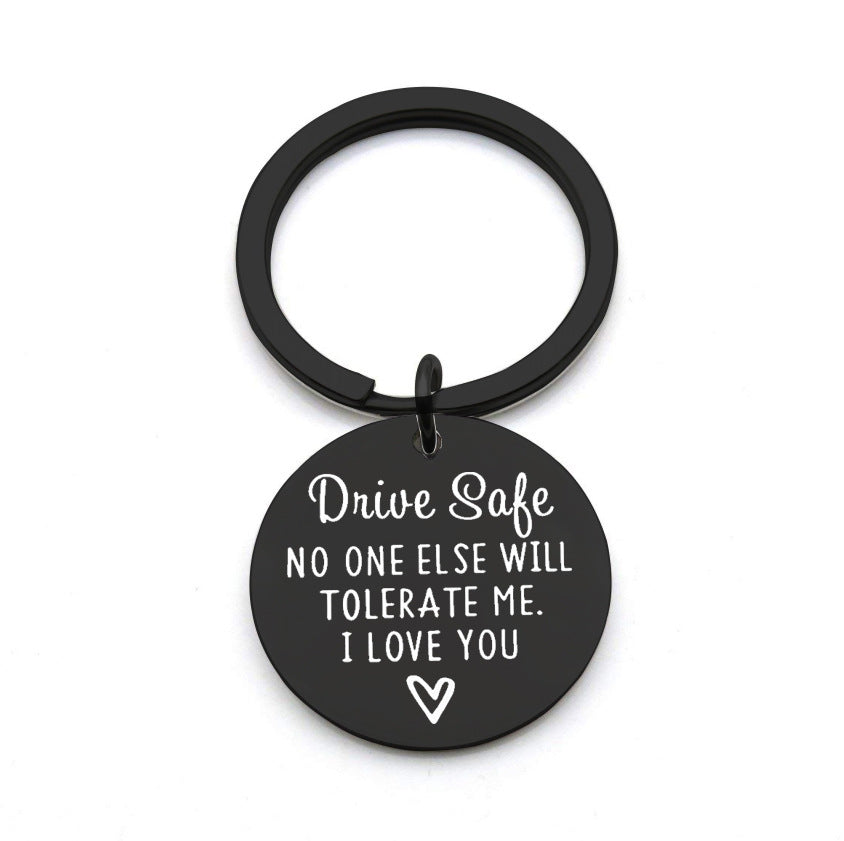 Driving safety stainless steel keychain Couple boyfriend girlfriend gift - V.I.P Digital Presence