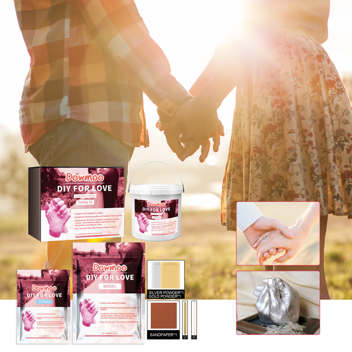 Couple Hand Model Clone Powder, Valentine's Day Diy Gift 3d Hand Model Crafts Creative Home Decoration - V.I.P Digital Presence