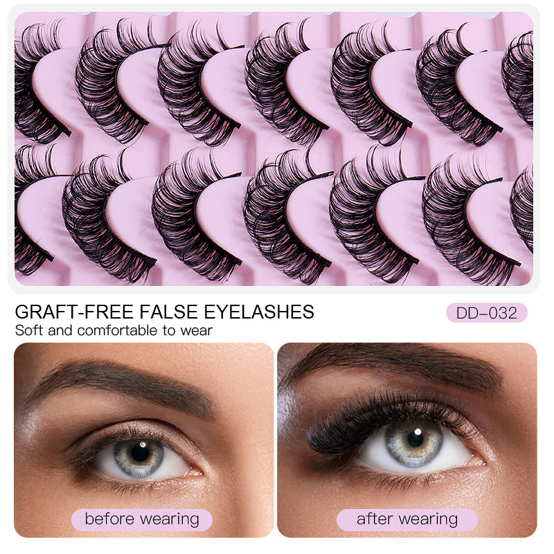 New DD Russian Large Roll Grafting Free False Eyelashes 10 Pairs Of Multi-Layer Thick Cross Mink Like Eyelashes - V.I.P Digital Presence