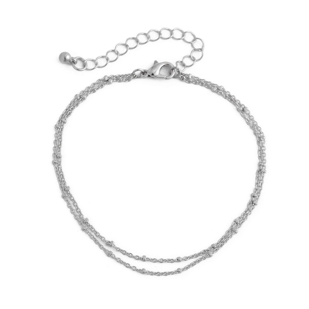 Simple alloy double-layer chain ankle chain beach personalized bead chain ankle chain - V.I.P Digital Presence