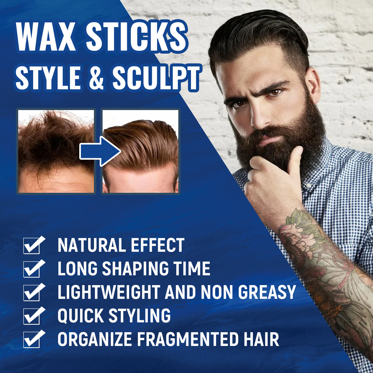 Men's Hair Wax Stick Broken Hair Care Lasting Styling Natural Fluffy Three-Dimensional Easy Styling Hair Wax Stick - V.I.P Digital Presence