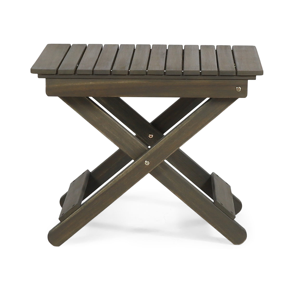 Outdoor Folding Wooden Side Table, Gray, 15"D x 22.75"W x 18.25"H - V.I.P Digital Presence