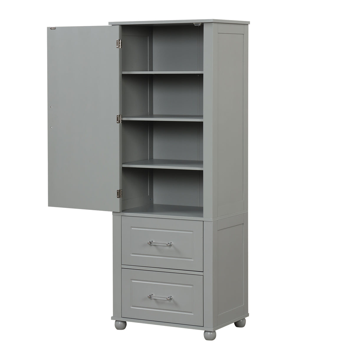 Tall Bathroom Storage Cabinet, Freestanding Storage Cabinet with Two Drawers and Adjustable Shelf, MDF Board , Grey - V.I.P Digital Presence
