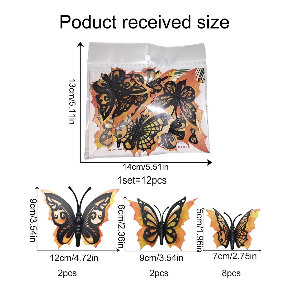 Halloween 3D Butterfly Bat Home Decor Wall Sticker 12 Pack Butterfly Sticker Wall Sticker - V.I.P Digital Presence