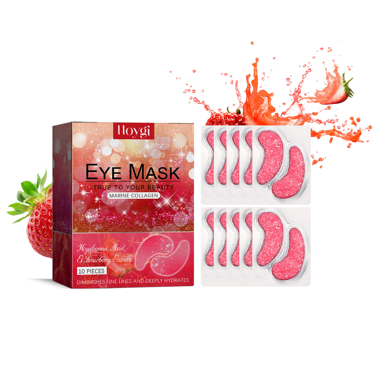 Strawberry Gel Patch Reduces Fine Lines Under Eyes, Bags Under Eyes, Dark Circles, Firming Eyes, Anti-Wrinkle Moisturizing Eye Patch