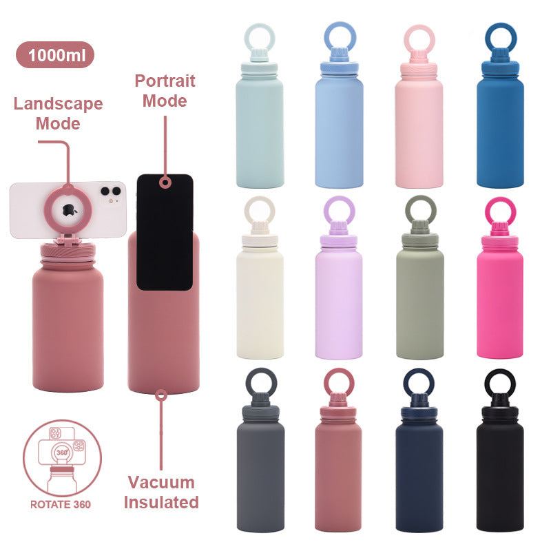 Magnetic Phone Holder Outdoor Large Capacity 1L Wide-Mouth Insulated Stainless Steel Sports Water Bottle - V.I.P Digital Presence