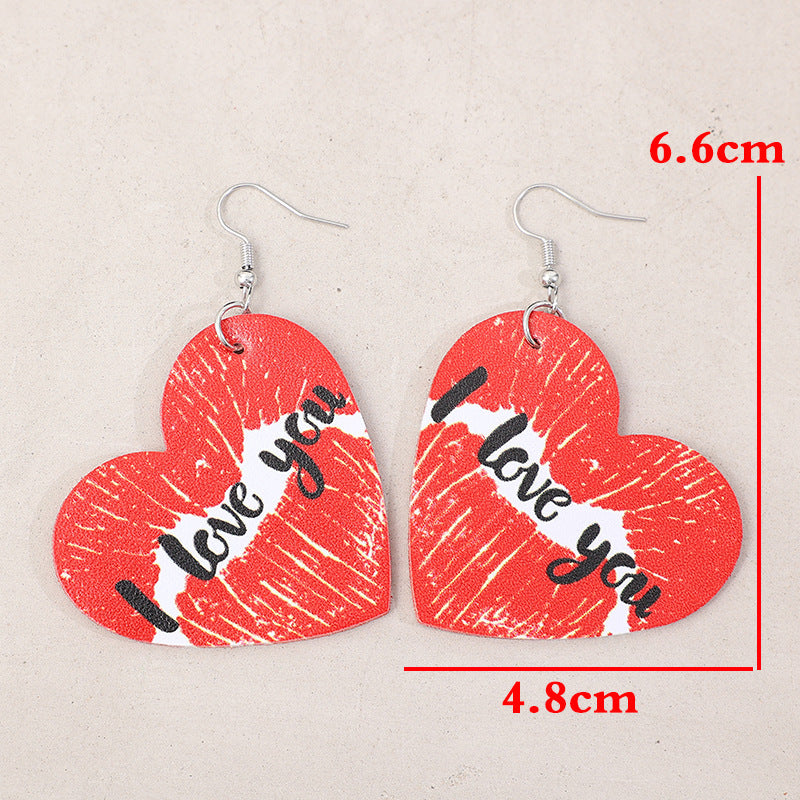 I LOVE YOU Heart Leather Earrings - V.I.P Digital Presence