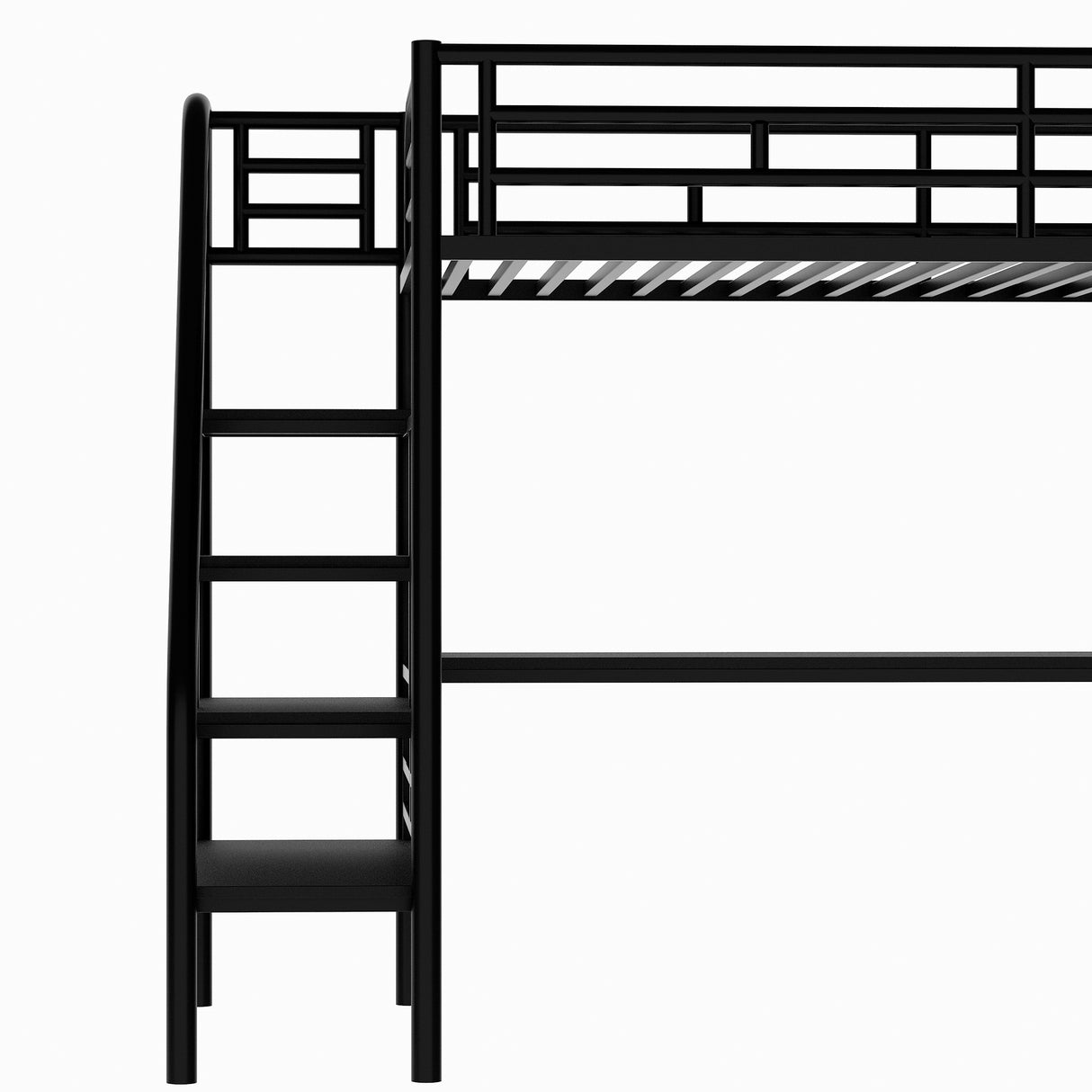Metal Loft Bed Frame with Desk No Box Spring Needed Twin Black