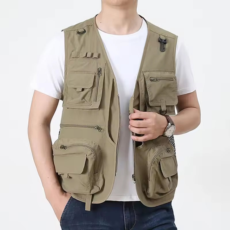 Men’s Summer Tactical Vest: 14-Pocket, Mesh, Ideal for Hiking, Fishing, Photography & Work - V.I.P Digital Presence