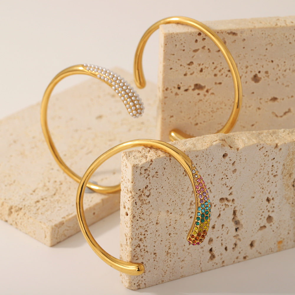 Colorful zirconium full diamond high-end fashion stainless steel casting bracelet bracelet bracelet accessories - V.I.P Digital Presence