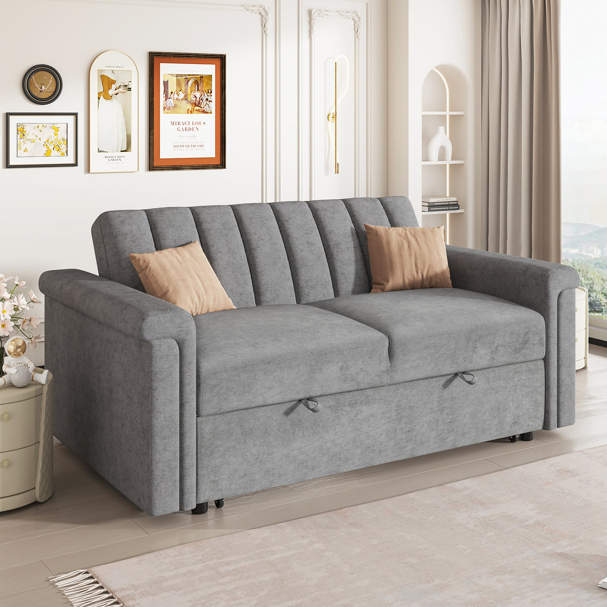 U_STYLE Convertible Soft Cushion Sofa Pull Bed ,for Two People to Sit On - V.I.P Digital Presence