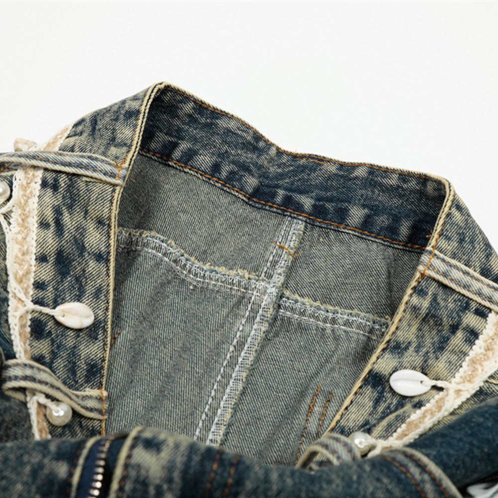 Punk Retro Washed Distressed Denim Wide-Leg Pants Men's Trendy Unique Design Loose Fit Flared Trousers - V.I.P Digital Presence