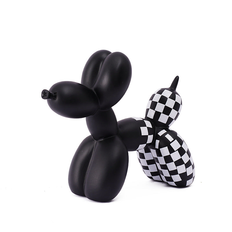 New black and white plaid balloon dog ornaments creative TV cabinet wine cabinet living room porch resin crafts - V.I.P Digital Presence