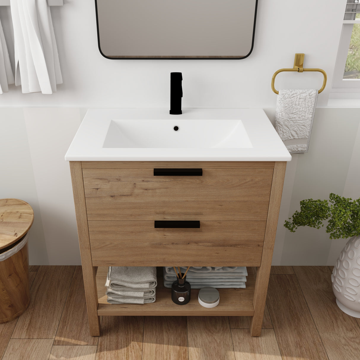 30 Inch Bathroom Vanity Plywood With 2 Drawers-BVB01030IMO-BL9075B - V.I.P Digital Presence