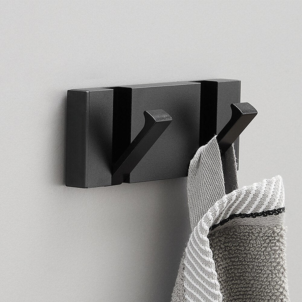 Folding Towel Hanger 2ways Installation Wall Hooks Coat Clothes Holder for Bathroom Kitchen Bedroom Hallway, Black Gold - V.I.P Digital Presence
