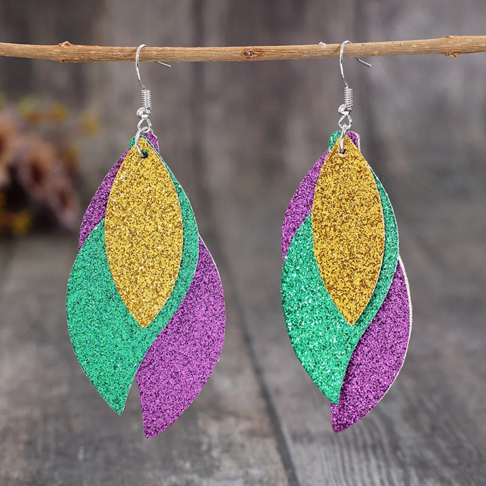 PU Leather Leaf Dangle Earrings - V.I.P Digital Presence