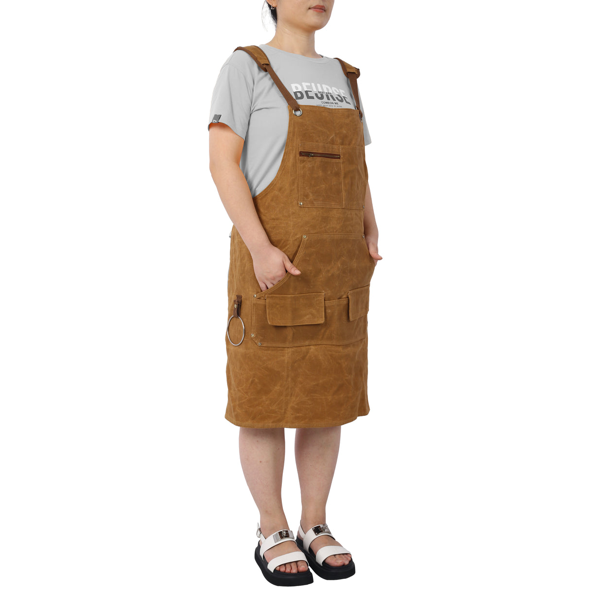 Long heavy-duty waxed canvas tool apron, carpenter apron, carpenter waterproof 18 ounces, fully adjustable - V.I.P Digital Presence