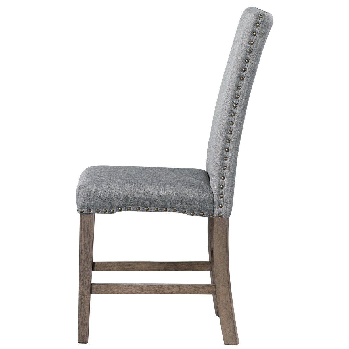 TOPMAX Mid Century Solid Wood 7-Piece Expandable Dining Table Set with Soft Cushioned Chair, Gold Brown+Gray Cushions