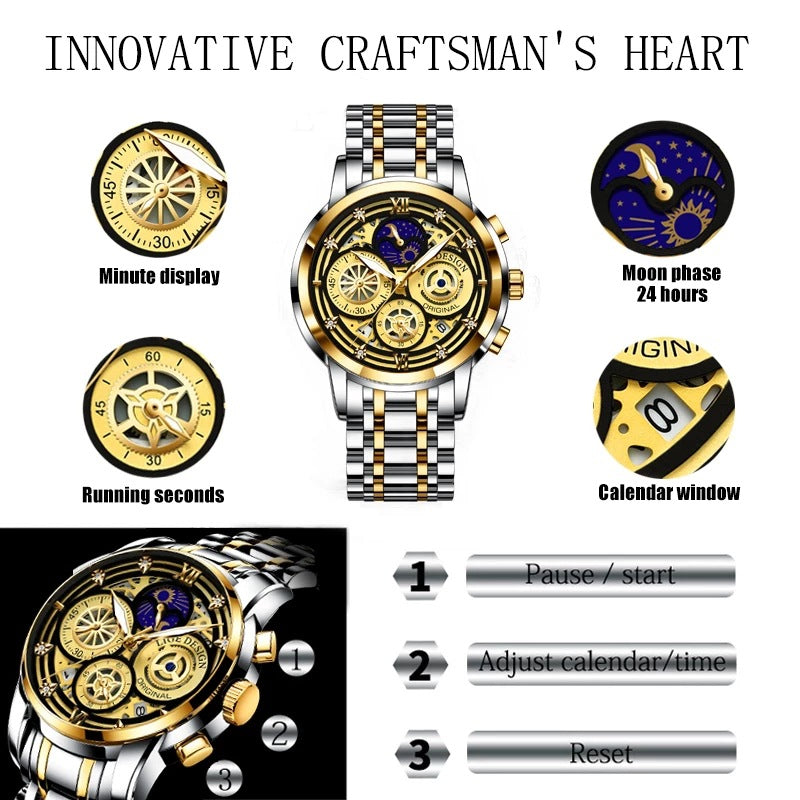 Men's Quartz Watch Skeleton New Concept Waterproof Watch Multifunctional Watch - V.I.P Digital Presence