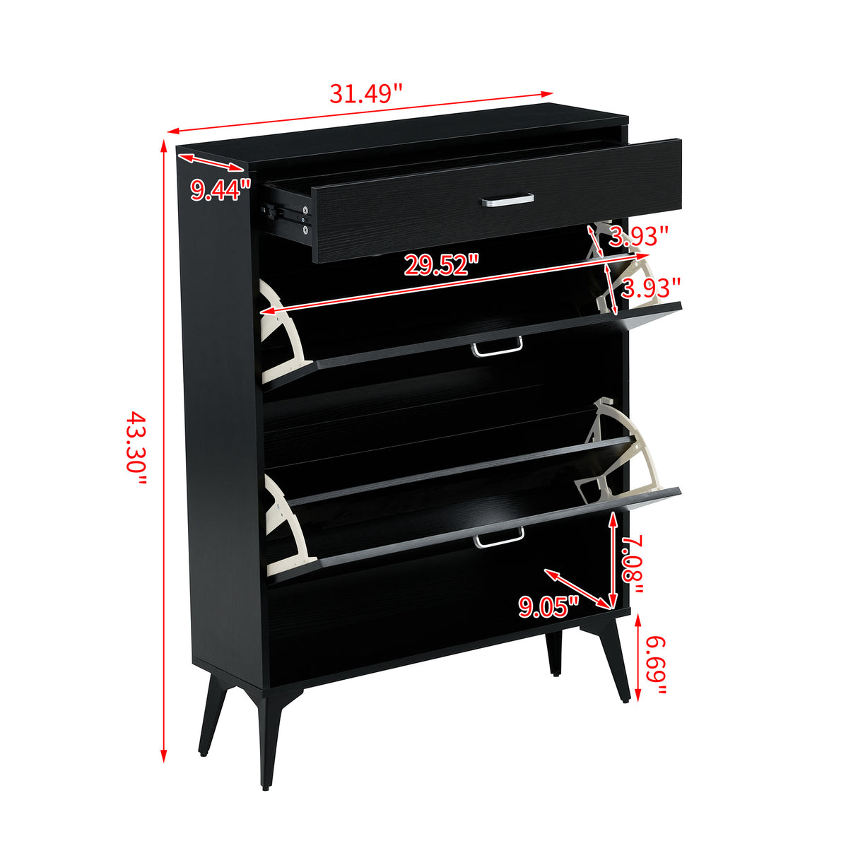 Shoe Cabinet , Shoe storage shelves, Black - V.I.P Digital Presence