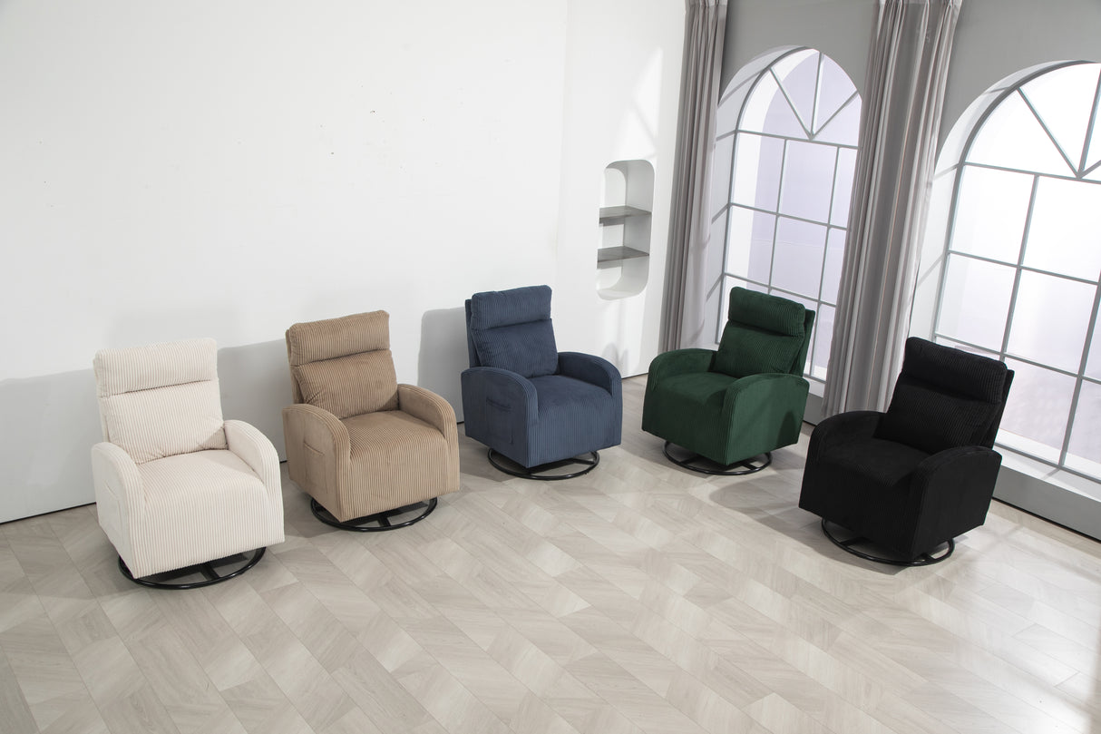 JiaDa Upholstered Swivel Glider.Flannel fabric.Rocking Chair for Nursery in Beige.Modern Style One Left Bag - V.I.P Digital Presence