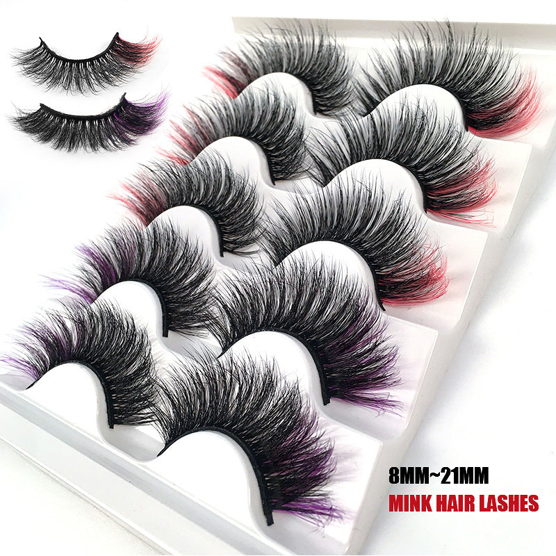 Colorful Fried 5 Pairs Of False Eyelashes Multi-Layer Thick Cross Mink Hair Eyelashes 8D FLUFFY - V.I.P Digital Presence