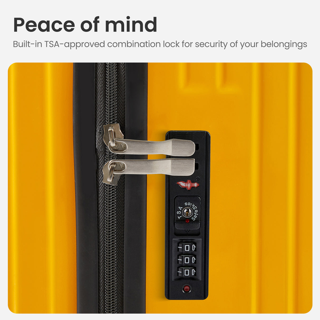 Luggage Set 4 pcs (20"/24"/29"/Travel Bag), PC+ABS Durable Lightweight Luggage with Collapsible Cup Holder TSA Lock, Yellow