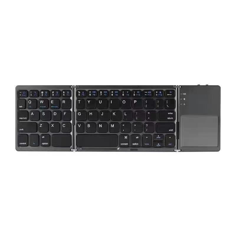 Mini wireless three-fold Bluetooth keyboard Bluetooth wireless folding with touch panel BO33 rechargeable keyboard - V.I.P Digital Presence