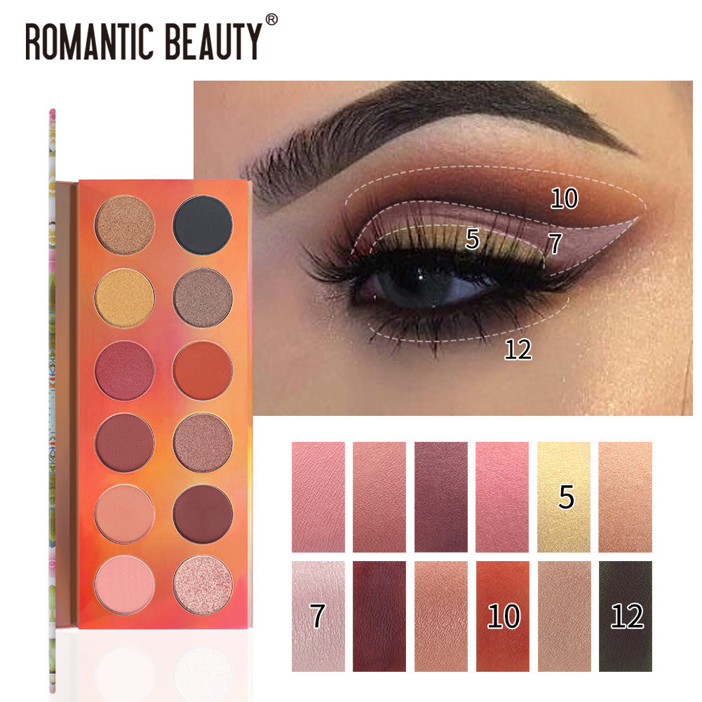 Romantic Beauty 12 Color Dazzle Eye Shadow Plate Pearlescent Matte Finish Eye Shadow Makeup - V.I.P Digital Presence