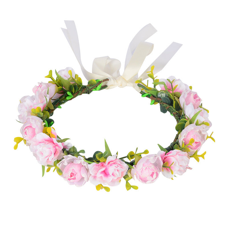 Flower garland super fairy bridal headpiece handmade simulation flower fairy headpiece wedding photography hair accessory - V.I.P Digital Presence