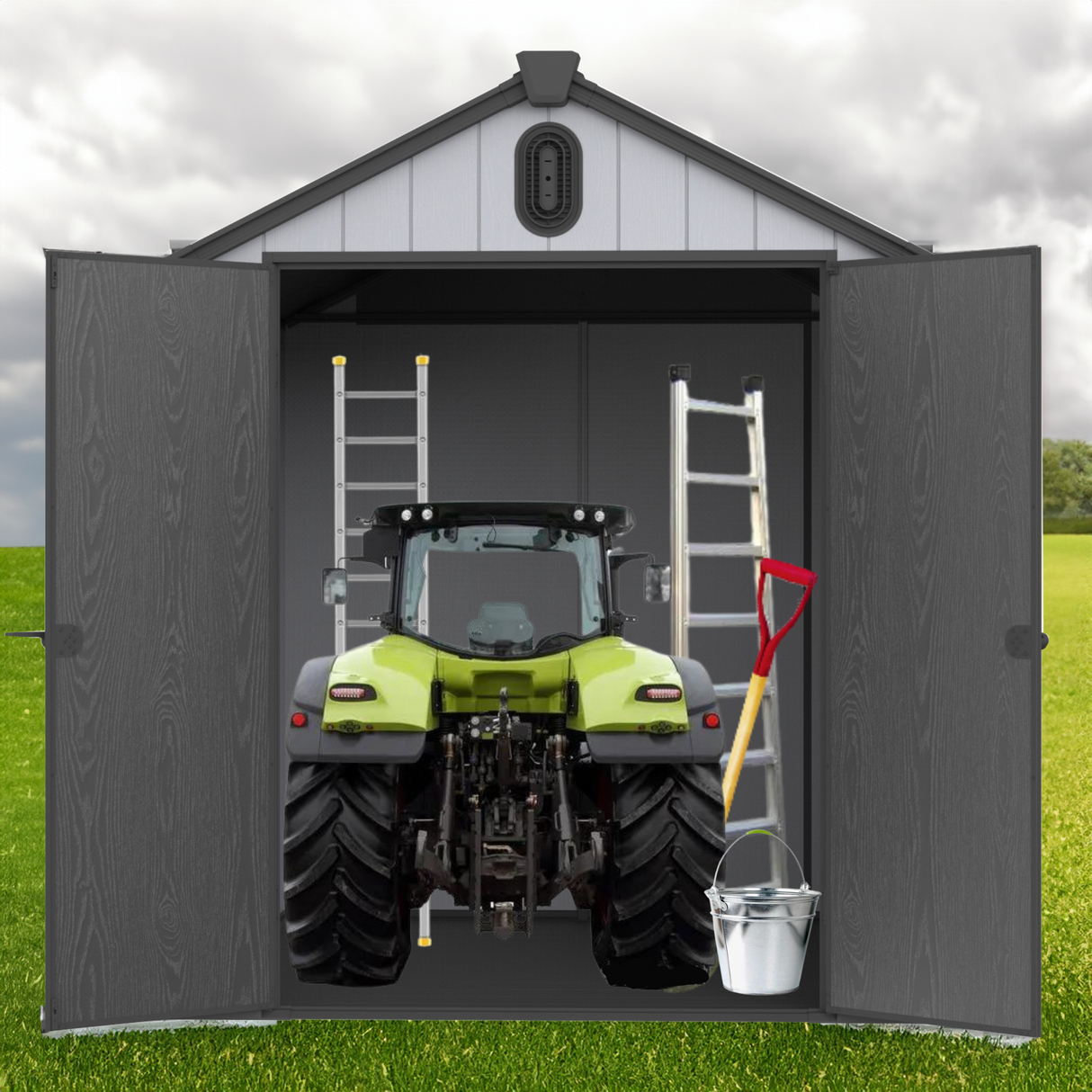 XWT012 6*8ft plastic storage shed for backyard garden big spire Tool storage - V.I.P Digital Presence