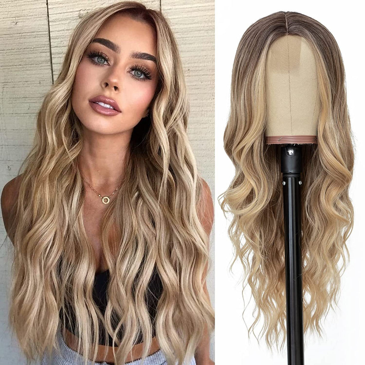 European and American Small Lace Wig Headsets with Intermediate Color Small Lace Center Split Large Wavy Long Curly Wigs - V.I.P Digital Presence