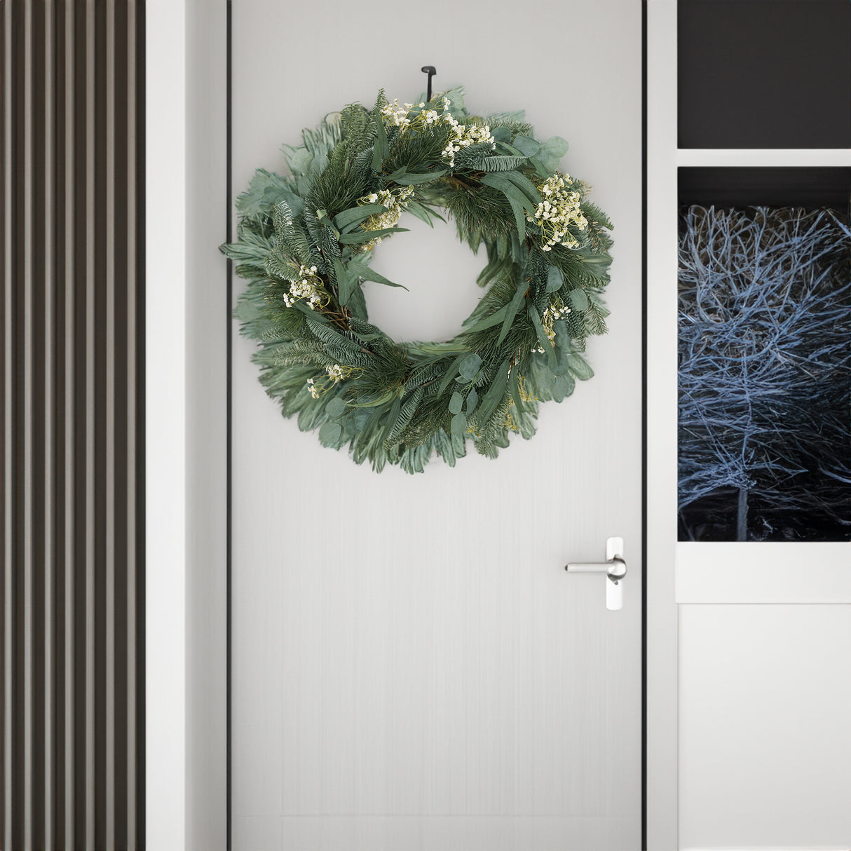 30IN Eucalyptus leaves, pine twigs, stars wreath - V.I.P Digital Presence