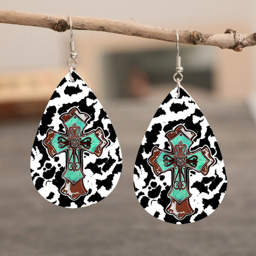 PU Leather Iron Hook Teardrop Earrings - V.I.P Digital Presence