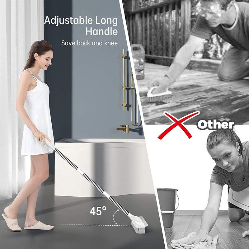 2-in-1 Floor Scrub Brush with Long Adjustable Handle. Multifunctional for Bath & Kitchen - V.I.P Digital Presence