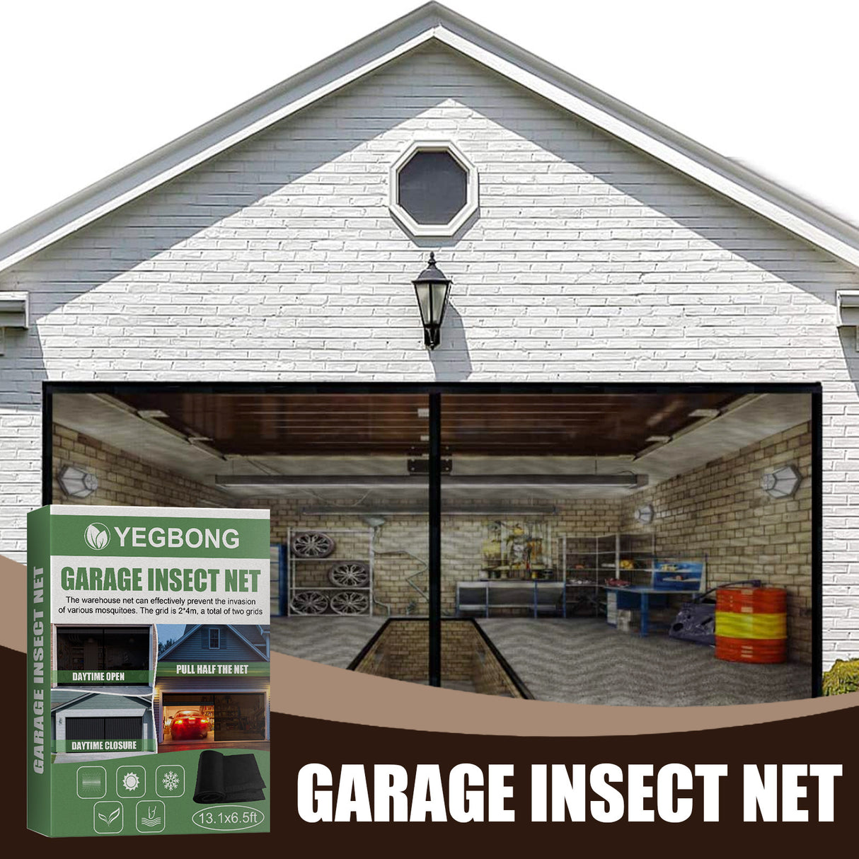 YEGBONG Garage Insect Net Velcro Seamless Retractable Portable Mosquito Net Garage Door Screen Easy Installation - V.I.P Digital Presence
