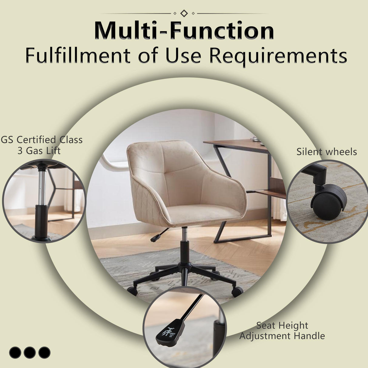 Velvet Office Desk Chair, Modern Home Desk Chair with Wheels , Vanity Chairs for Living Room, Bedroom,Study Room - V.I.P Digital Presence