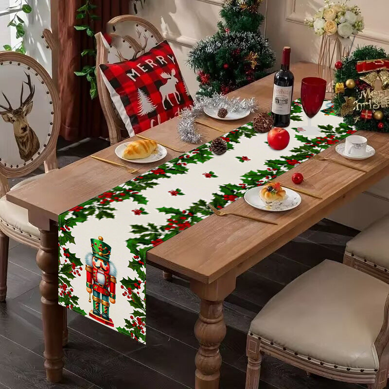 Christmas linen table flag walnut clip printed tablecloth holiday table decoration tablecloth tea flag pad - V.I.P Digital Presence