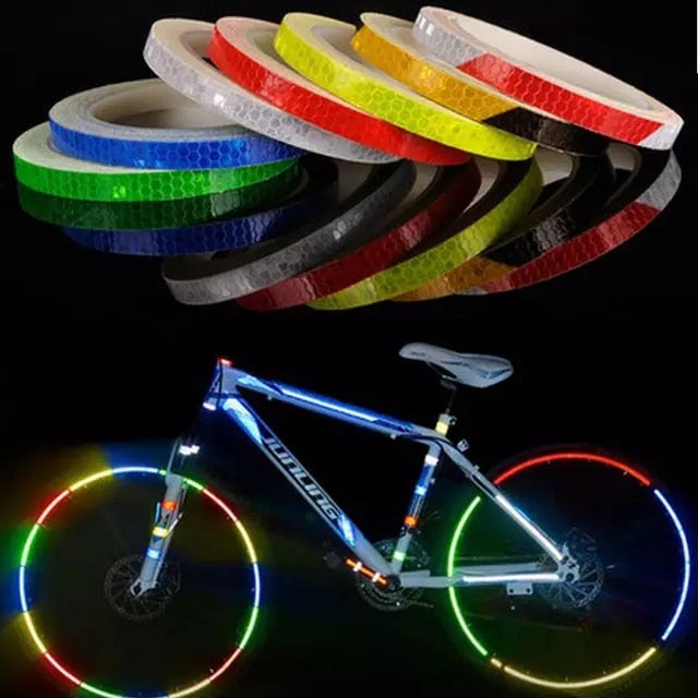Bicycle reflective stickers mountain bike bicycle motorcycle fluorescent decal tape safety warning riding accessories - V.I.P Digital Presence
