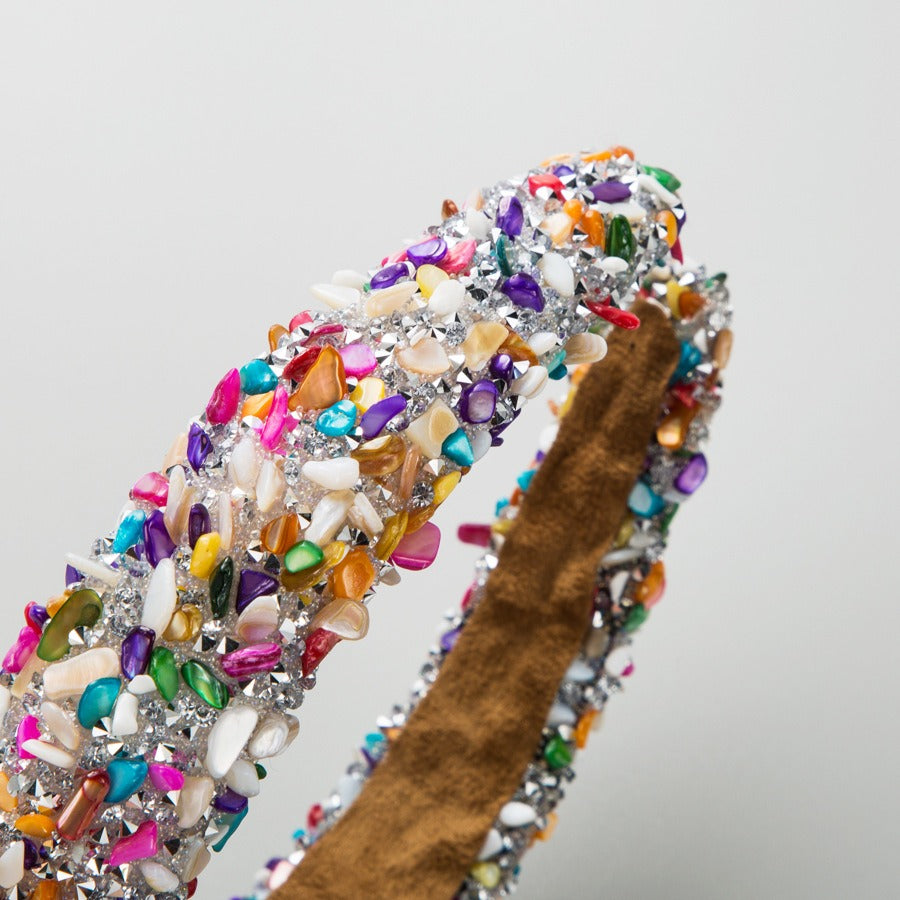 Exaggerated Baroque Colorful Crystal Candy Sponge Wide Edge Hair Hoop Headband - V.I.P Digital Presence