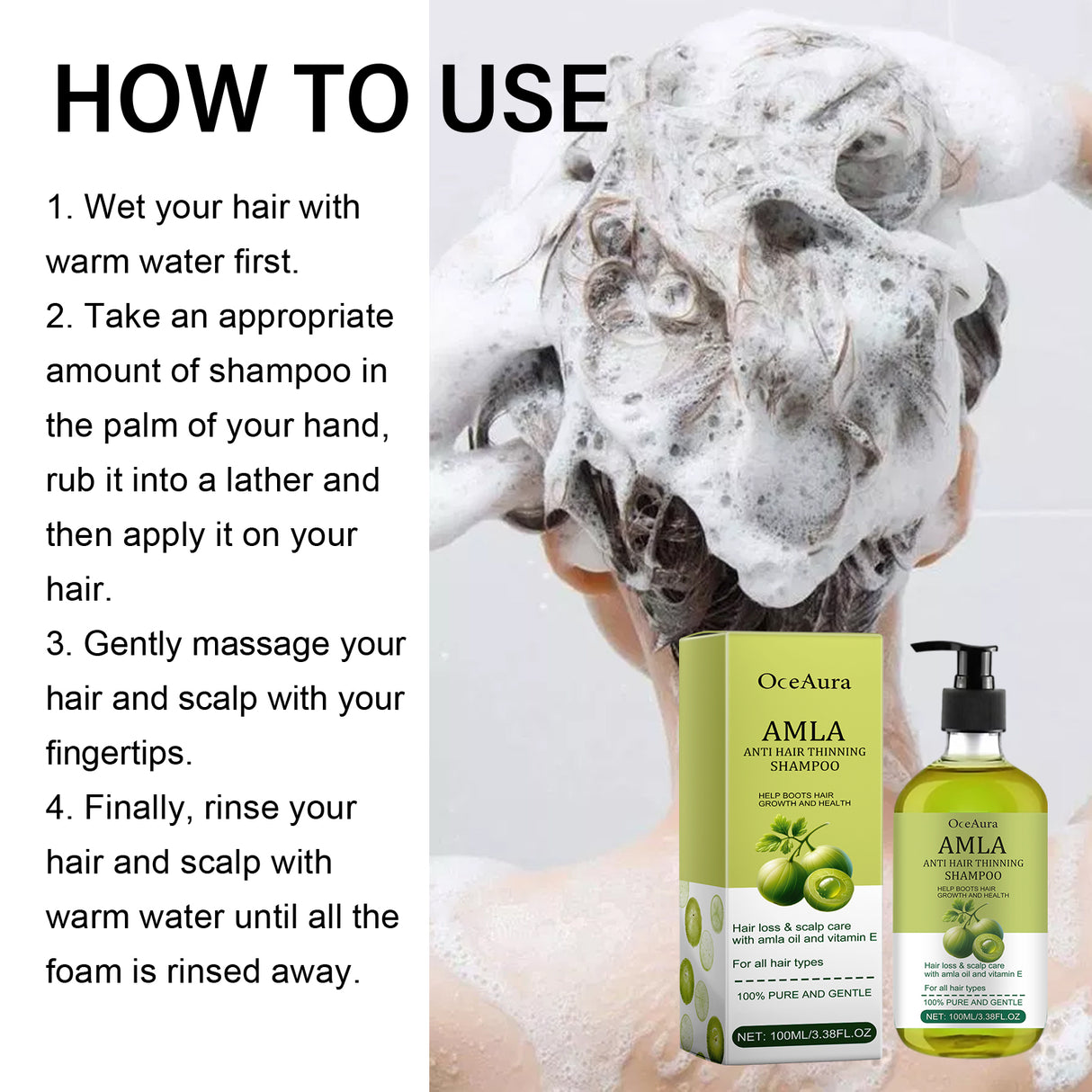 Amla Anti Hair Thinning Shampoo, Scalp Cleanness Moist Smooth Shiny Hair, Dense Hair Wash Protect Suits - V.I.P Digital Presence