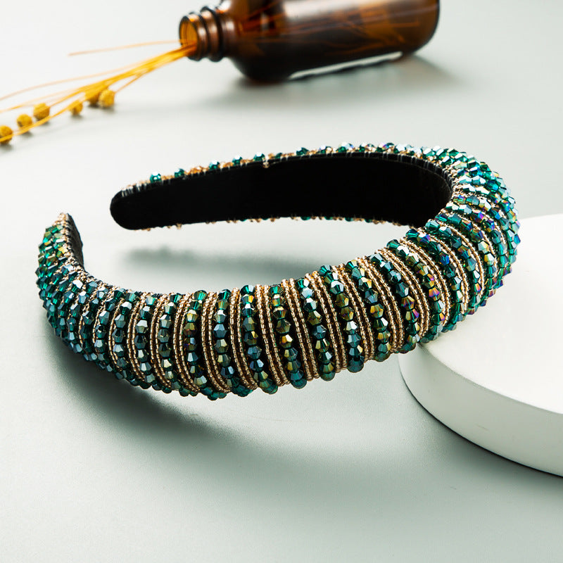 Hair Hoop Hand Woven Beaded Head Hoop Female Baroque Sponge Hair Bundle Korean Style Of The Net Red Face Wash Hair Accessories - V.I.P Digital Presence